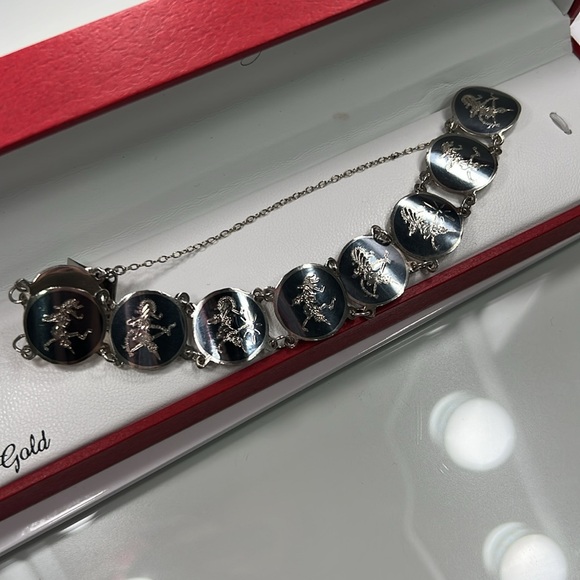 Old Siam Dancer Sterling Silver 7” Link Bracelet - Picture 3 of 7